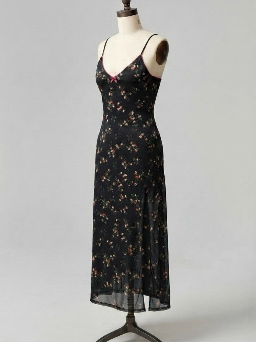 NWOT Urban Outfitters UO UK Floral Mesh Maxi Dress Black Ditsy Print XS
